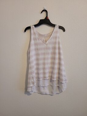 White House Black Market Light Lavender Striped V-Neck Layered Tank #267